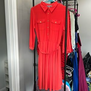 NY Collection Orange Midi Dress